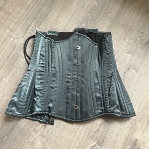 Sleek Satin Corset in Dark Green Teal